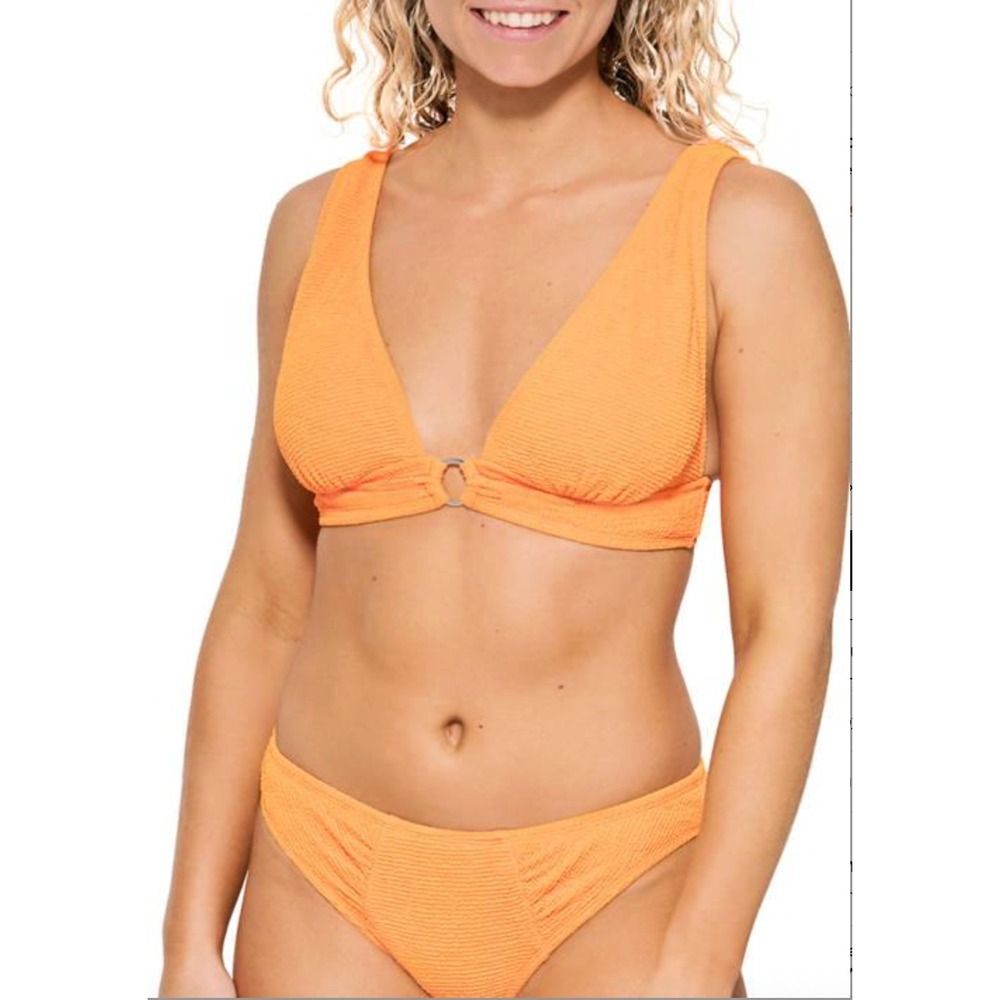 Cabana By Crown‎ & Ivy Women's Orange Crinkle Textured Bikini Set SZ Large NWT
